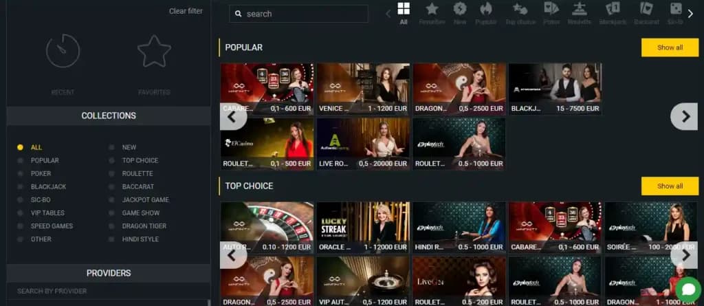 Casino en vivo BetWinner Argentina — ruleta blackjack baccarat con crupieres reales